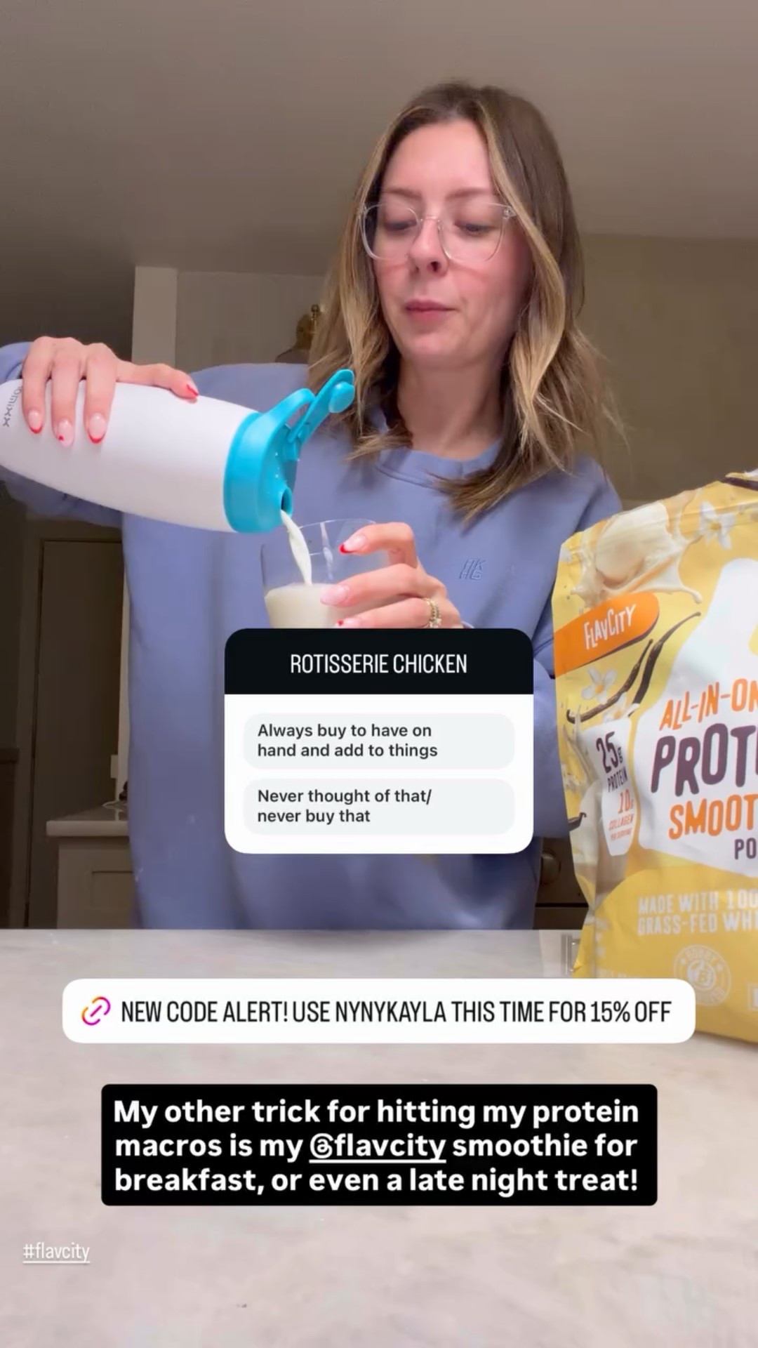 #flavcity  My other trick for hitting my protein macros is my @flavcity smoothie for breakfast, or even a late night treat!

Code: NYNYKAYLA to save! 

#LTKdayinmylife #LTKfitnessgoals #LTKselfcare