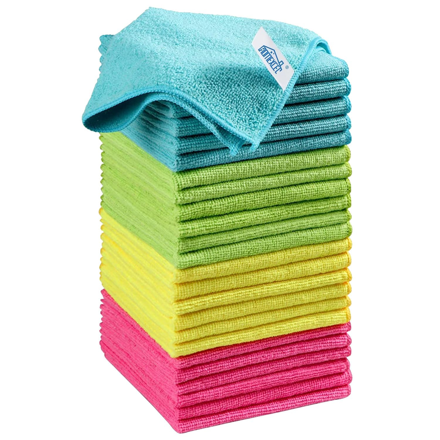 HOMEXCEL Microfiber Cleaning Cloth, 24 Pack Cleaning Rags, Cleaning Towels with 4 Color Assorted,... | Amazon (US)