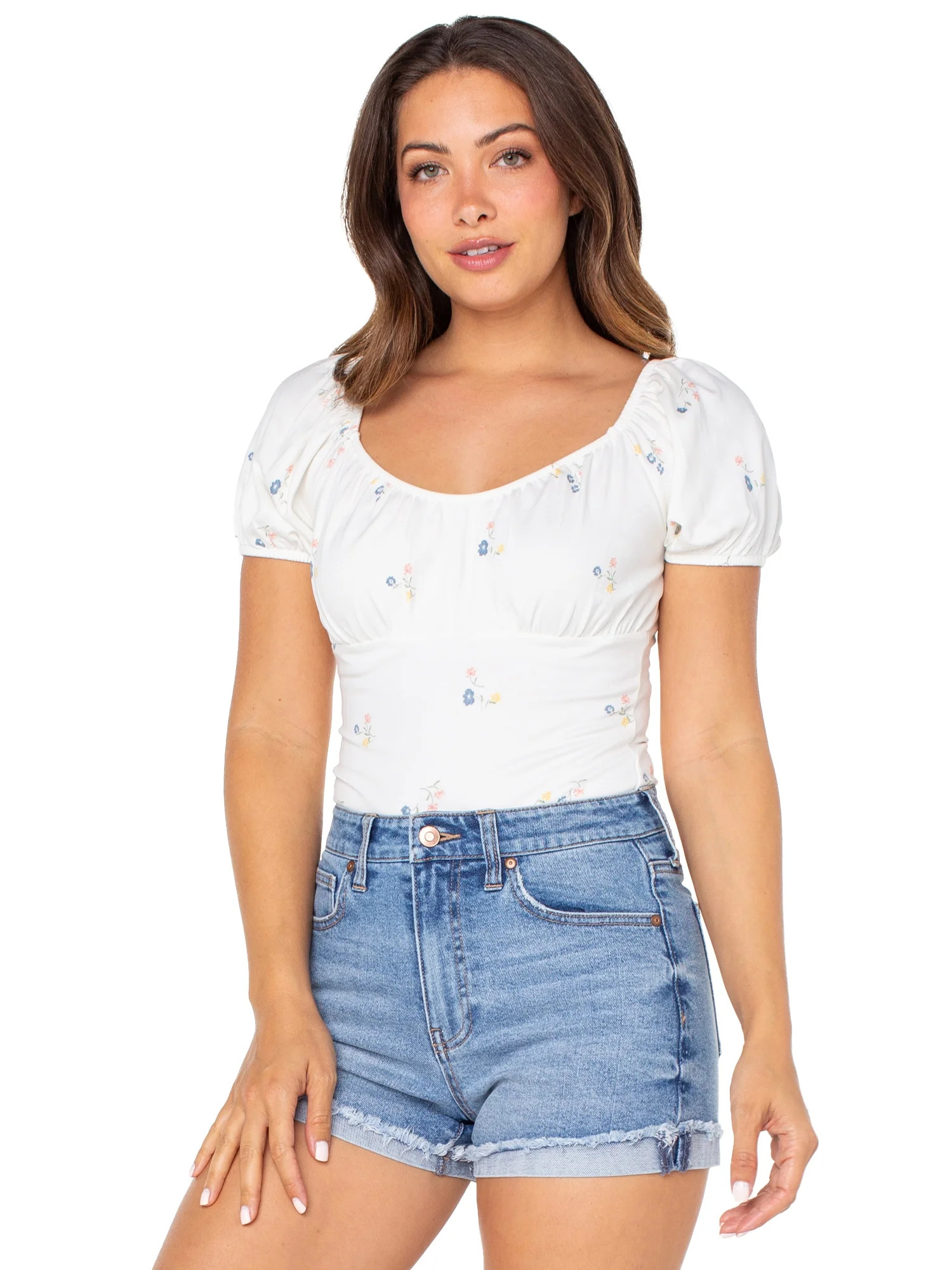 Celebrity Pink Juniors Puff Sleeve Bodysuit | Walmart (US)