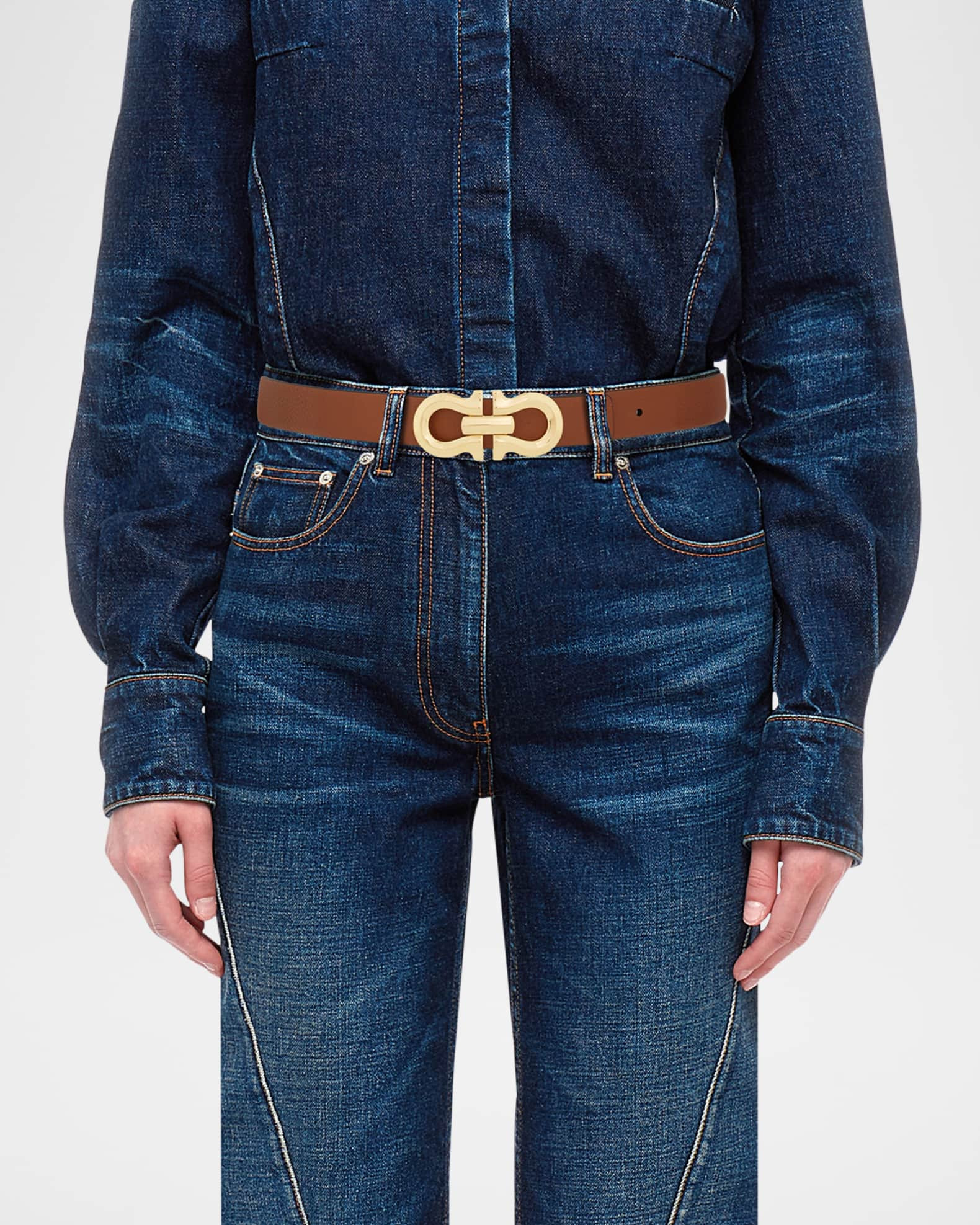 Ferragamo Gancio Contour Reversible Leather Belt | Neiman Marcus