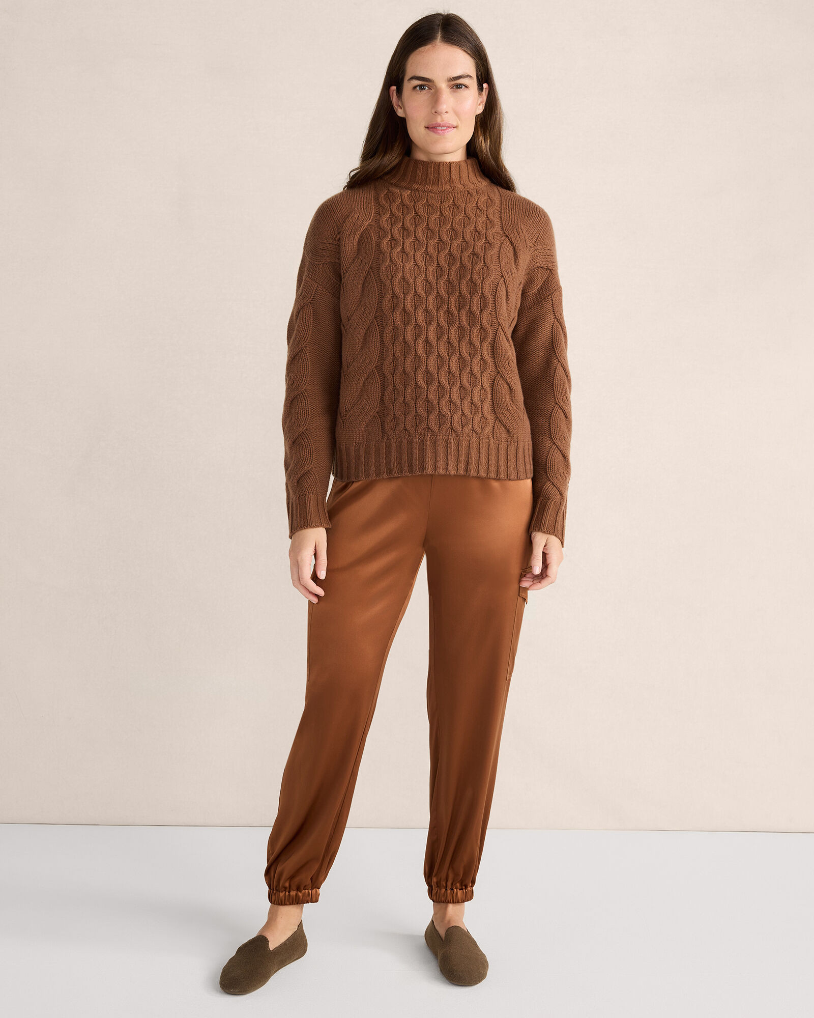 Cashmere Honeycomb Cable Mockneck Sweater | Talbots