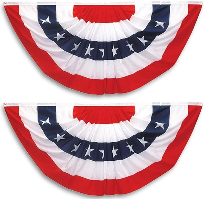 Pleated Fan Flags Bunting USA Decoration Flag American Patriotic Stars & Stripes 2 Pieces,3 x 3/2... | Amazon (US)