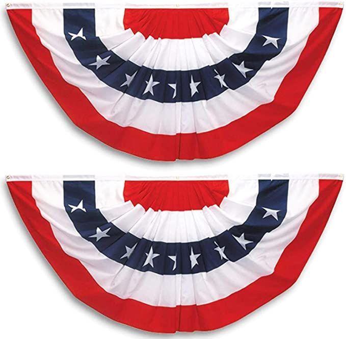Pleated Fan Flags Bunting USA Decoration Flag American Patriotic Stars & Stripes 2 Pieces,3 x 3/2... | Amazon (US)