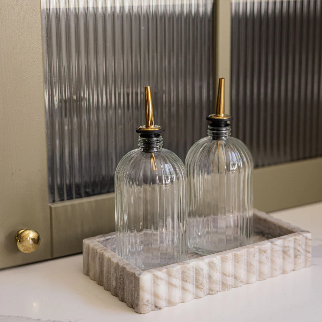 Scallop Olive Oil & Vinegar Glass Bottles | By Luxe B Co. | luxe bCO