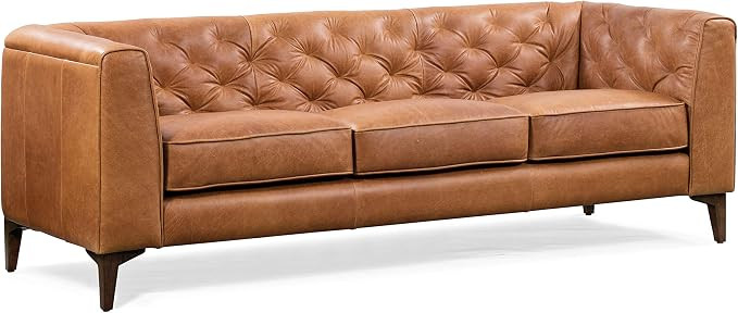 Poly & Bark Essex Leather Couch – 89-Inch Sofa with Tufted Back - Full Grain Leather Couch with... | Amazon (US)