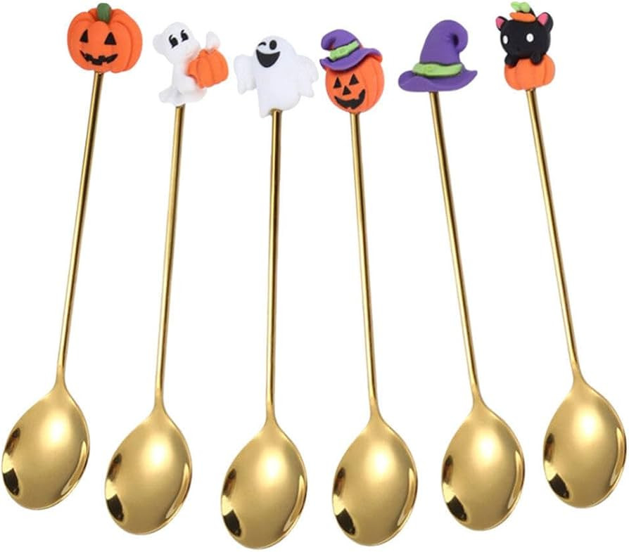 Spoons 6pcs Halloween Spoons Pumpkin Witch Hat Ghost Spoons Dessert Spoon Coffee Spoon Ice Cream ... | Amazon (US)