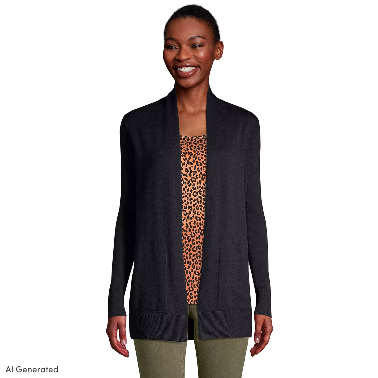 Women's Lands' End Open-Front Long Cardigan Sweater, Size: Small Tall, Black | Kohl's