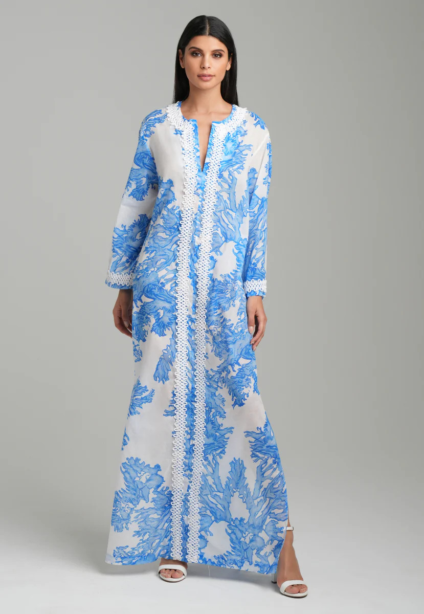 Titania Cotton Kaftan in Blue Coral | Ala von Auersperg