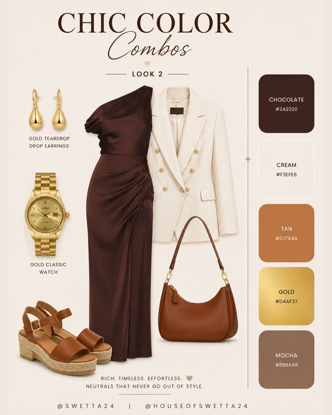 🤎 Chocolate & Cream—one of my favorite timeless color combinations.

Rich chocolate tones paired with soft cream create an effortlessly elegant look that feels classic, sophisticated, and endlessly wearable. Finished with warm tan accessories and gold accents, it's the kind of outfit that works from brunch to dinner and everything in between. 

 #LTKgrwm #LTKvlog #LTKSeasonal