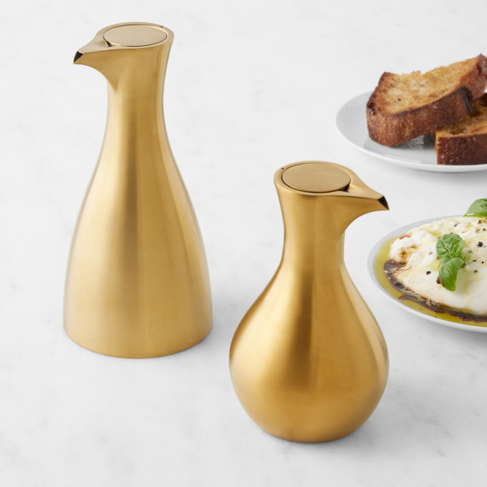 Olipac Cigno Satin Gold Oil Cruets Gift Set | Williams-Sonoma