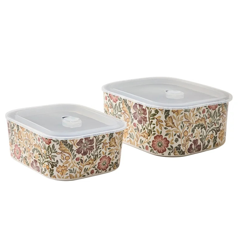 Better Homes & Gardens Edith Vine Floral Stoneware Baking Dish Set with Lids, 4-Piece | Walmart (US)