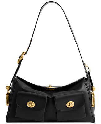 Leather Haversack Large Turnlock Shoulder Bag | Macy's