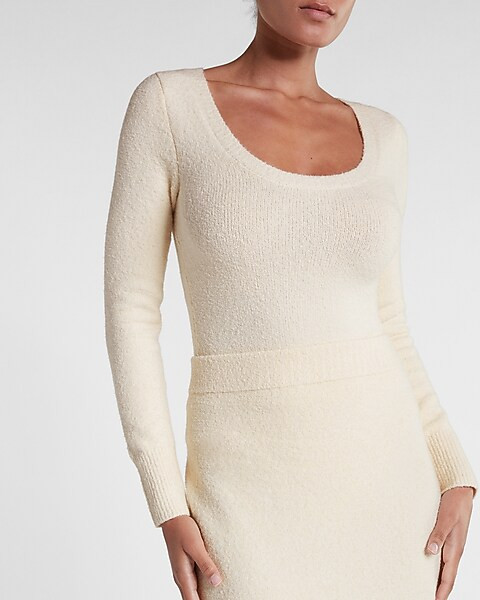 Scoop Neck Thong Bodysuit Sweater | Express