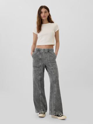 High Rise Wide-Leg Pull-On Jeans | Gap Factory
