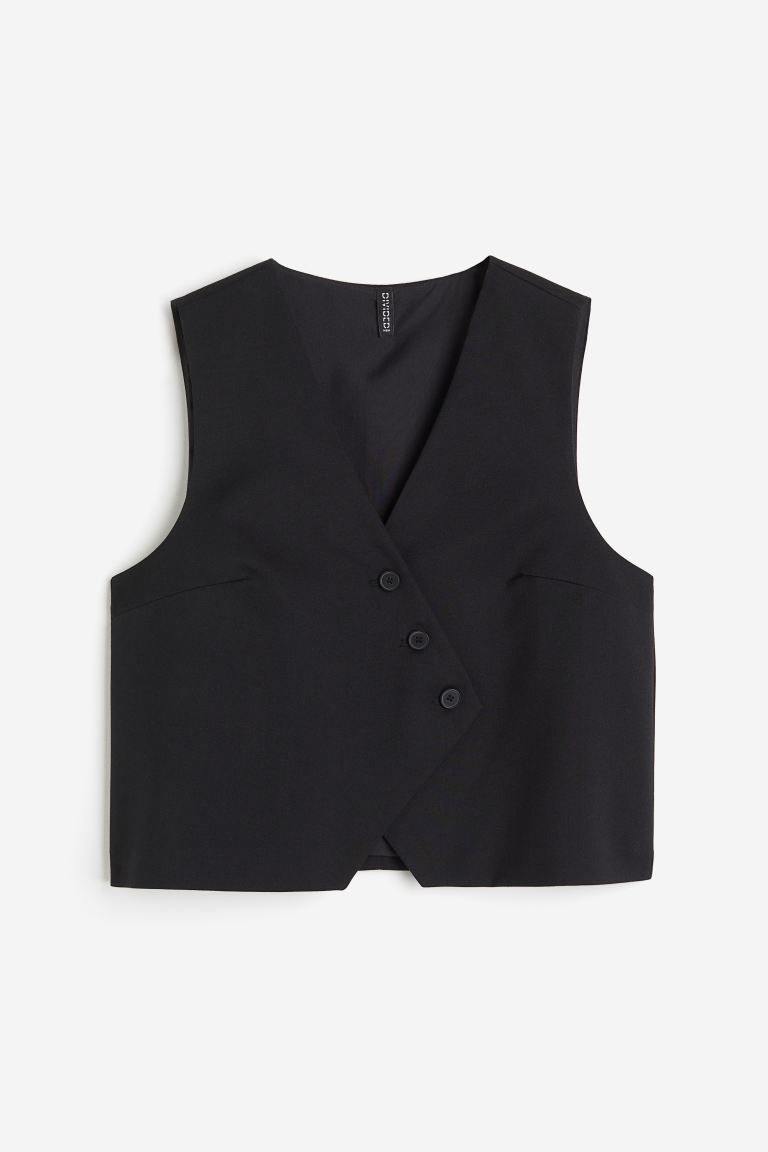Asymmetric-front suit waistcoat - Grey - Ladies | H&M GB | H&M (UK, MY, IN, SG, PH, TW, HK)