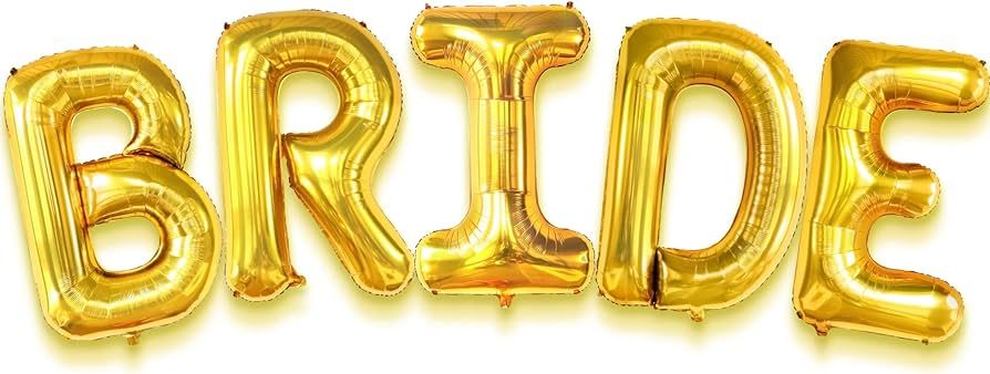 KatchOn, Large Bride Balloons Gold, 40 Inch - Gold Bride Balloons | Bride Gold Balloon Letters, B... | Amazon (US)