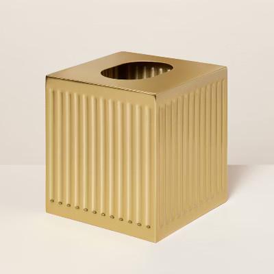 Fluted Brass Bathroom Tissue Box Cover Antique Finish - Hearth & Hand™ with Magnolia | Target
