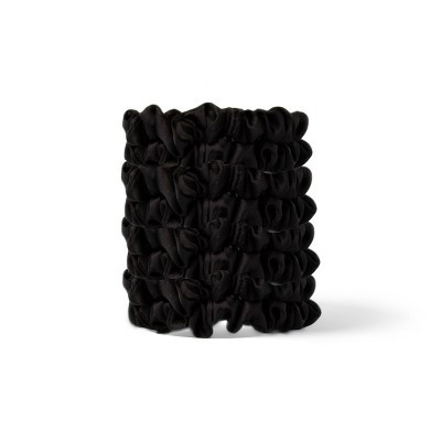 The Hair Edit Ruched Ribbons Skinny Satin Scrunchies Set - 8-Pack Black: Hair Styling, Securing All Hair Types | Target