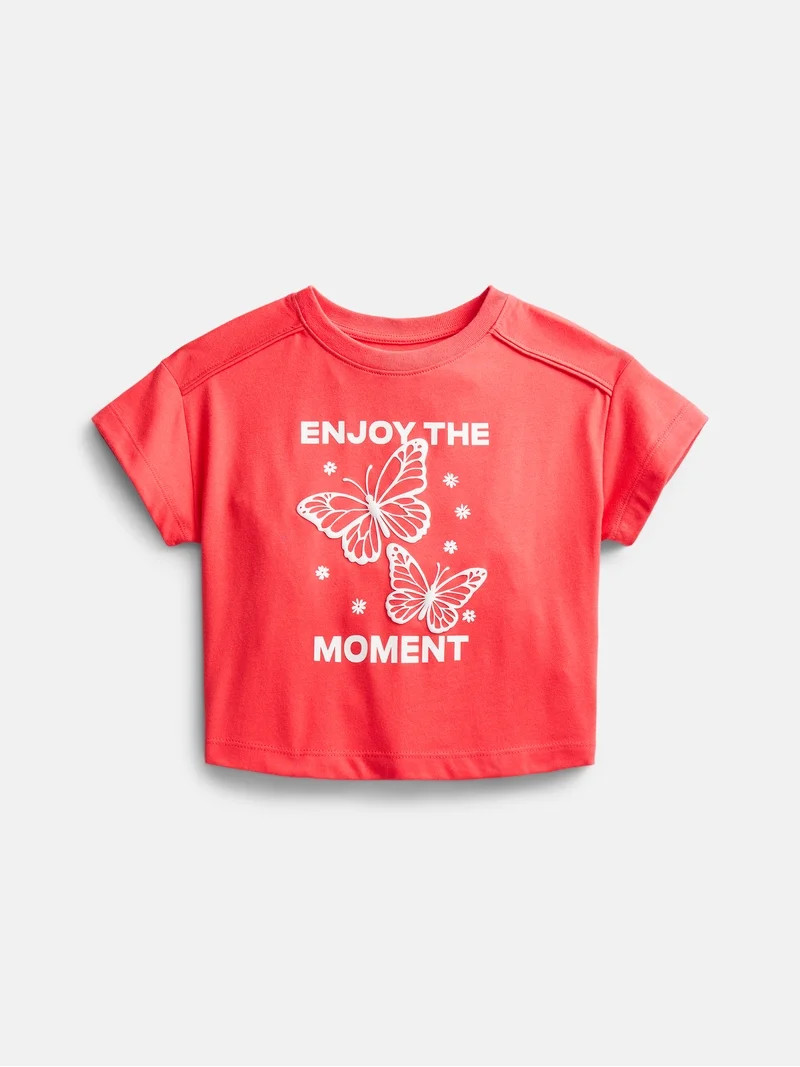 Wonder Nation Girls Graphic Tee with Short Sleeves, Sizes 4-10 | Walmart (US)