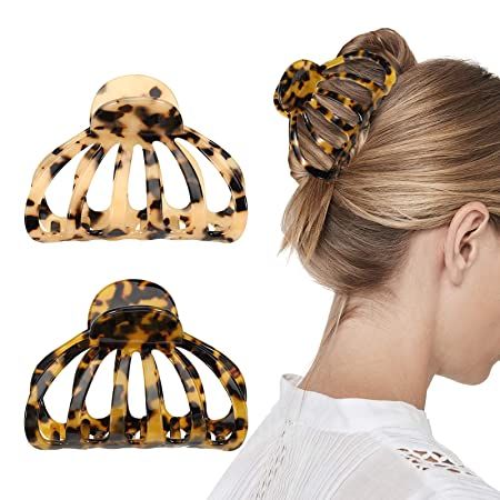 Shinowa Hair Clips, [2-Pack] Bohemian Tortoise Shell Hair Claw Clips Strong Hold Big Hair Jaw Cli... | Amazon (US)