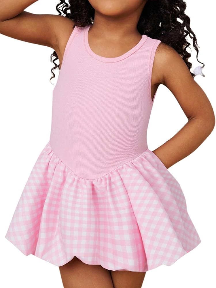 WDIRARA Toddler Girl's Cute Sleeveless Bubble Dress Crew Neck A Line Short Dress | Amazon (US)