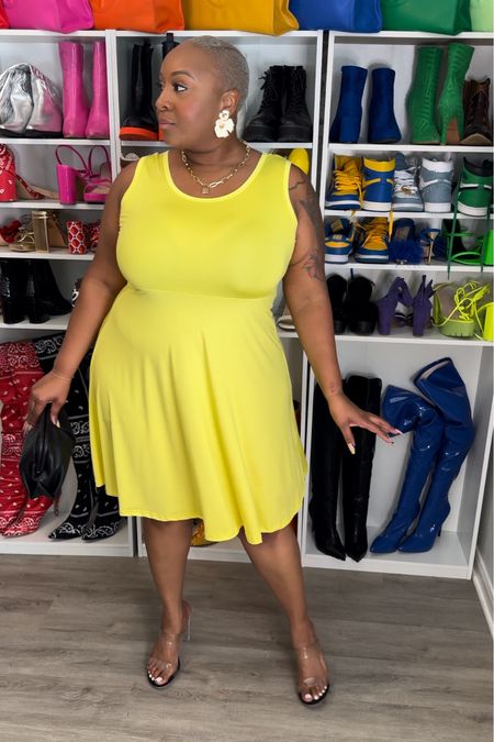 Plus Size Chic Tank Dress - Flattering Round Neck, Comfortable Slight Stretch, Versatile Solid Color - Perfect for Casual to Semi-Formal Attire

#LTKStyleTip #LTKFindsUnder50 #LTKPlusSize