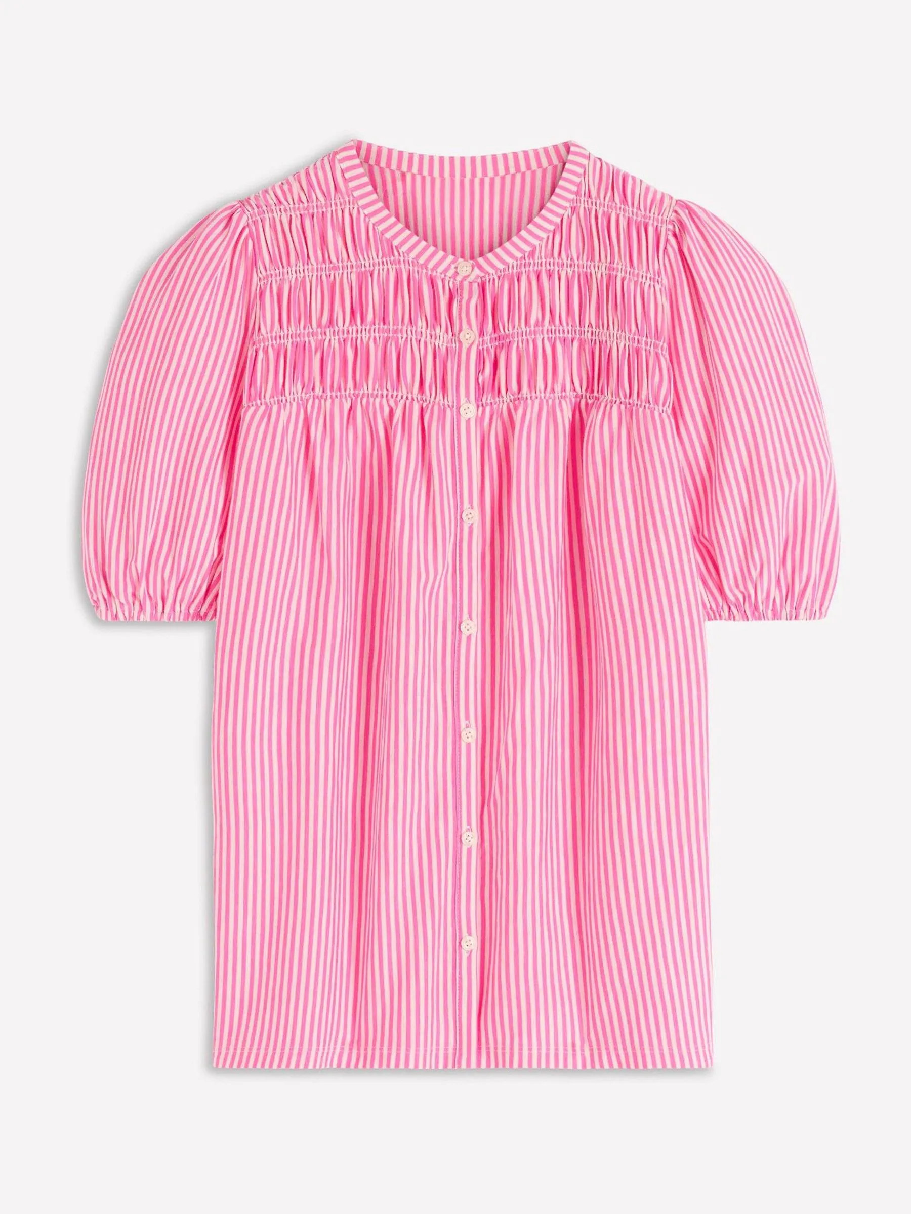 Boden Boden Pink Mya Short Sleeve Smocked Shirt | Next US