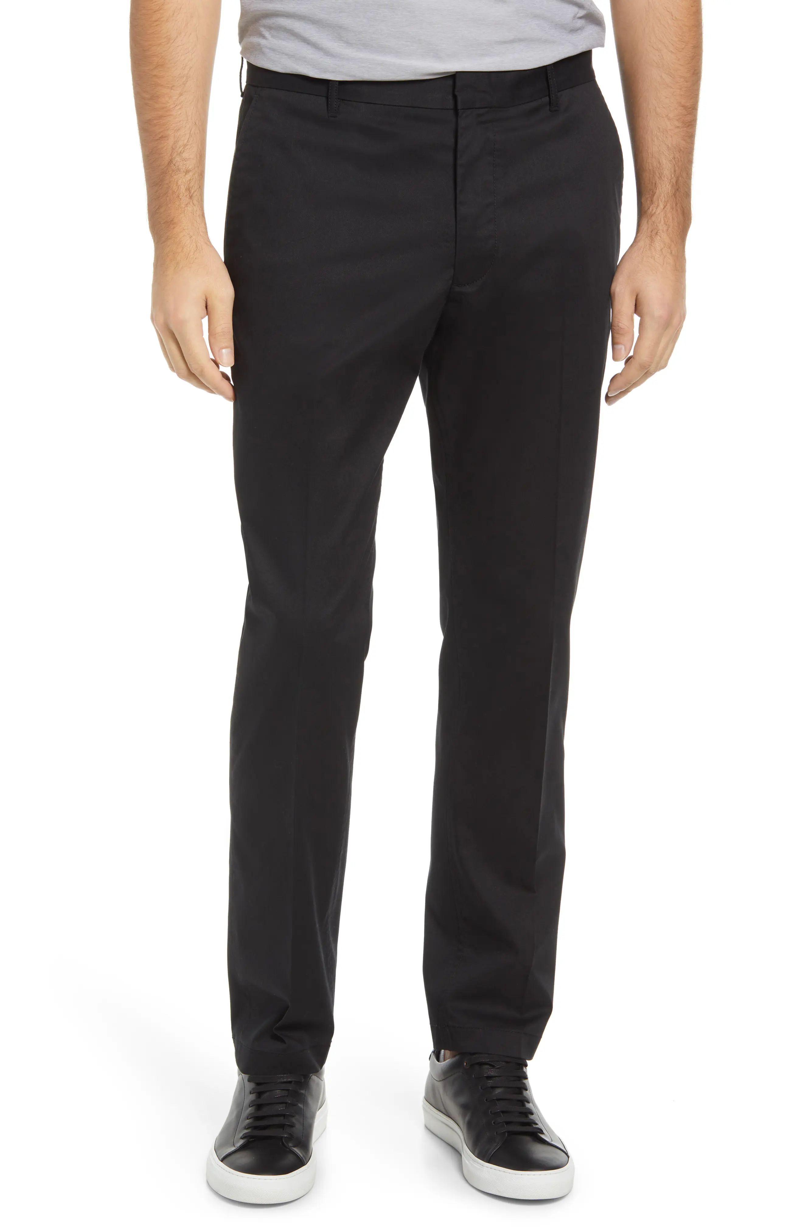 Nordstrom Athletic Fit CoolMax(R) Flat Front Performance Chino Pants in Black at Nordstrom, Size 28  | Nordstrom