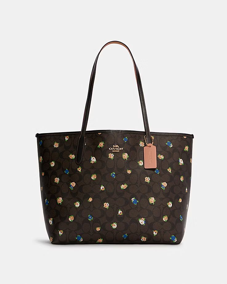 City Tote In Signature Canvas With Vintage Mini Rose Print | Coach Outlet