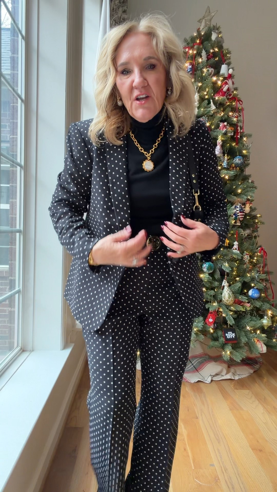 @anntaylor sale Gosh I love these collections. From festive to workwear to weekend  
Polka dot suit jacket size 10 petite 
Pants size 8 petite dress 8 petite 

#LTKOver40  #LTKWorkwear


#LTKSaleAlert