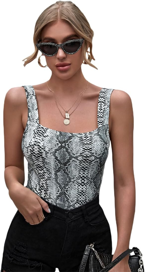 SOLY HUX Women's Snakeskin Print Sleeveless Casual Tank Top | Amazon (US)