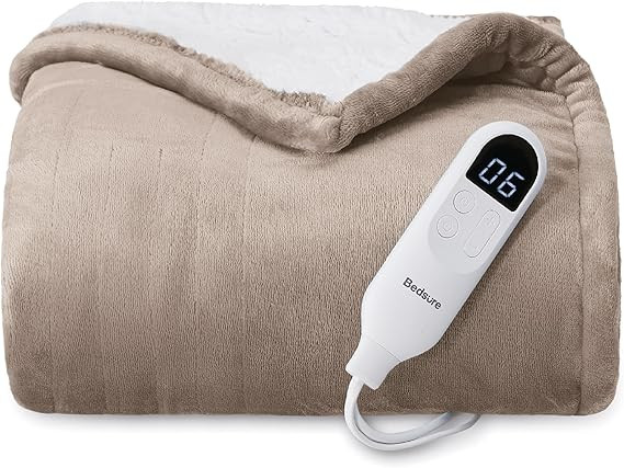 Bedsure Heated Blanket Throw Blanket - Fast Heating Electric Blanket, Soft Flannel Heated Throw w... | Amazon (US)