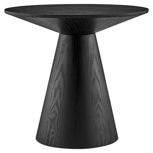 Vahn Mid Century Modern Black Ash Round Pedestal Side Table | Kathy Kuo Home