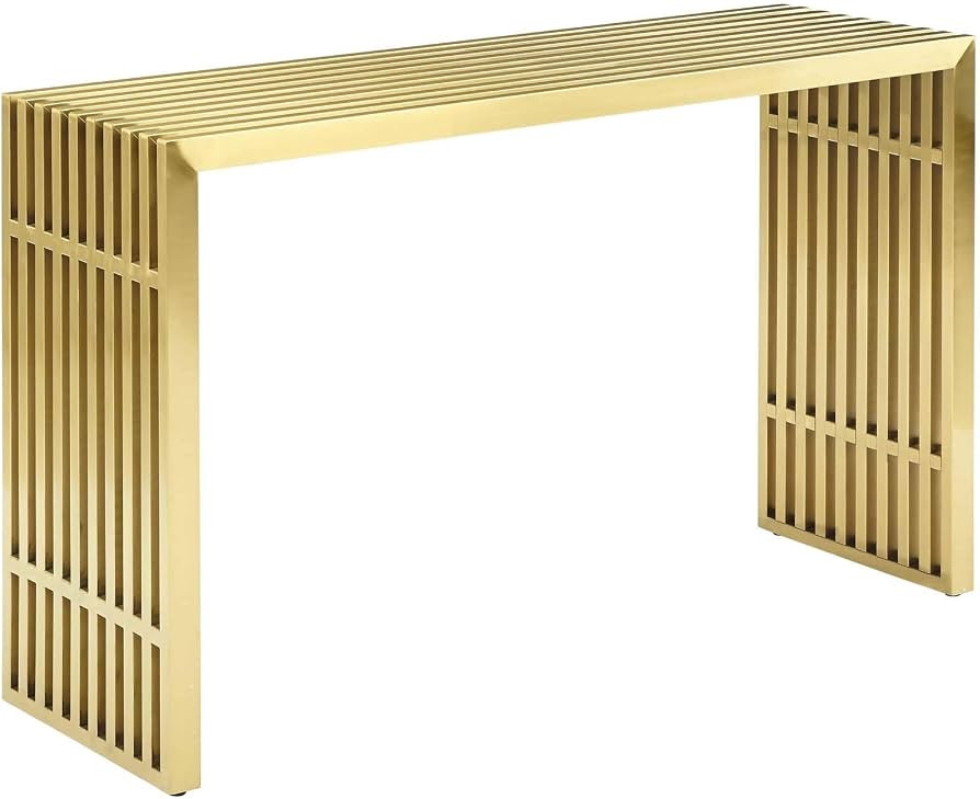 Modway Gridiron Contemporary Modern Gold Stainless Steel Console Table | Amazon (US)