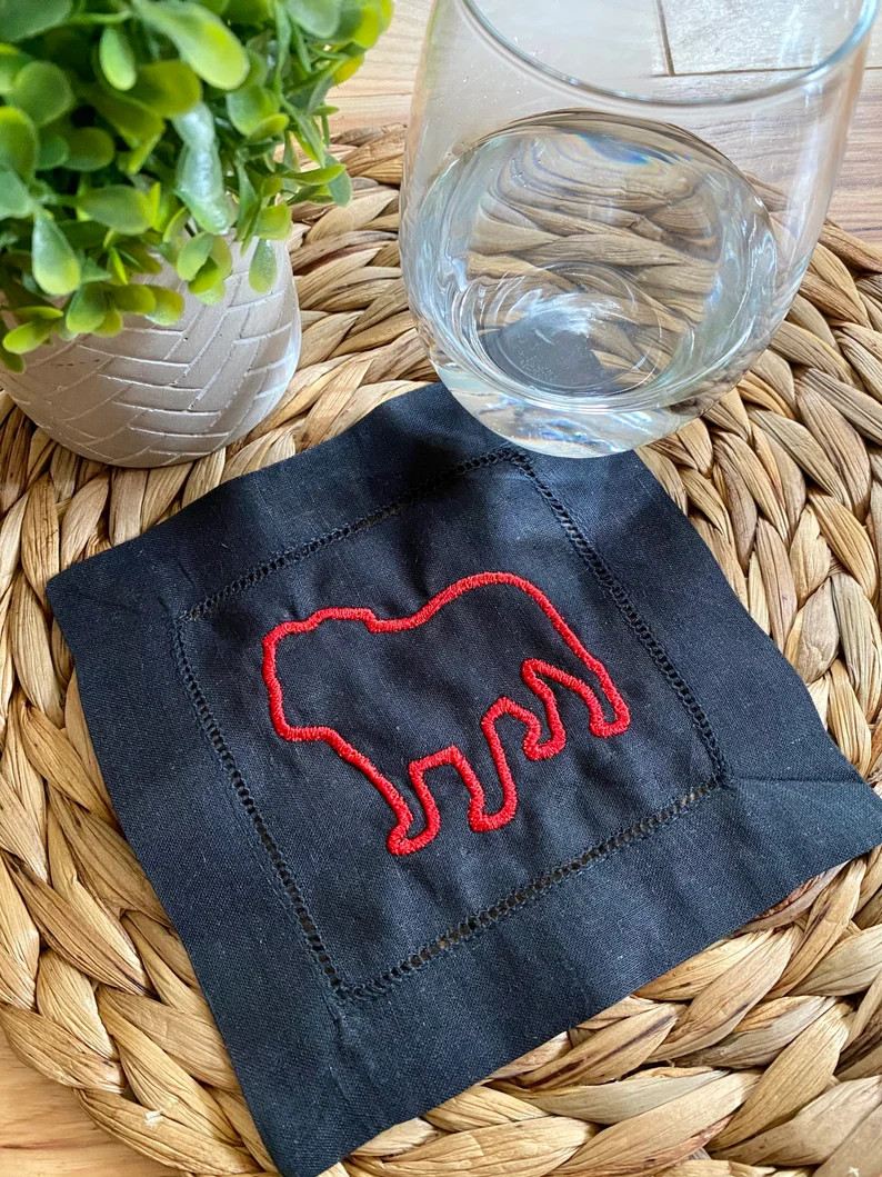 Georgia Gameday Cocktail Napkin Linen Coaster Free Shipping | Etsy | Etsy (US)