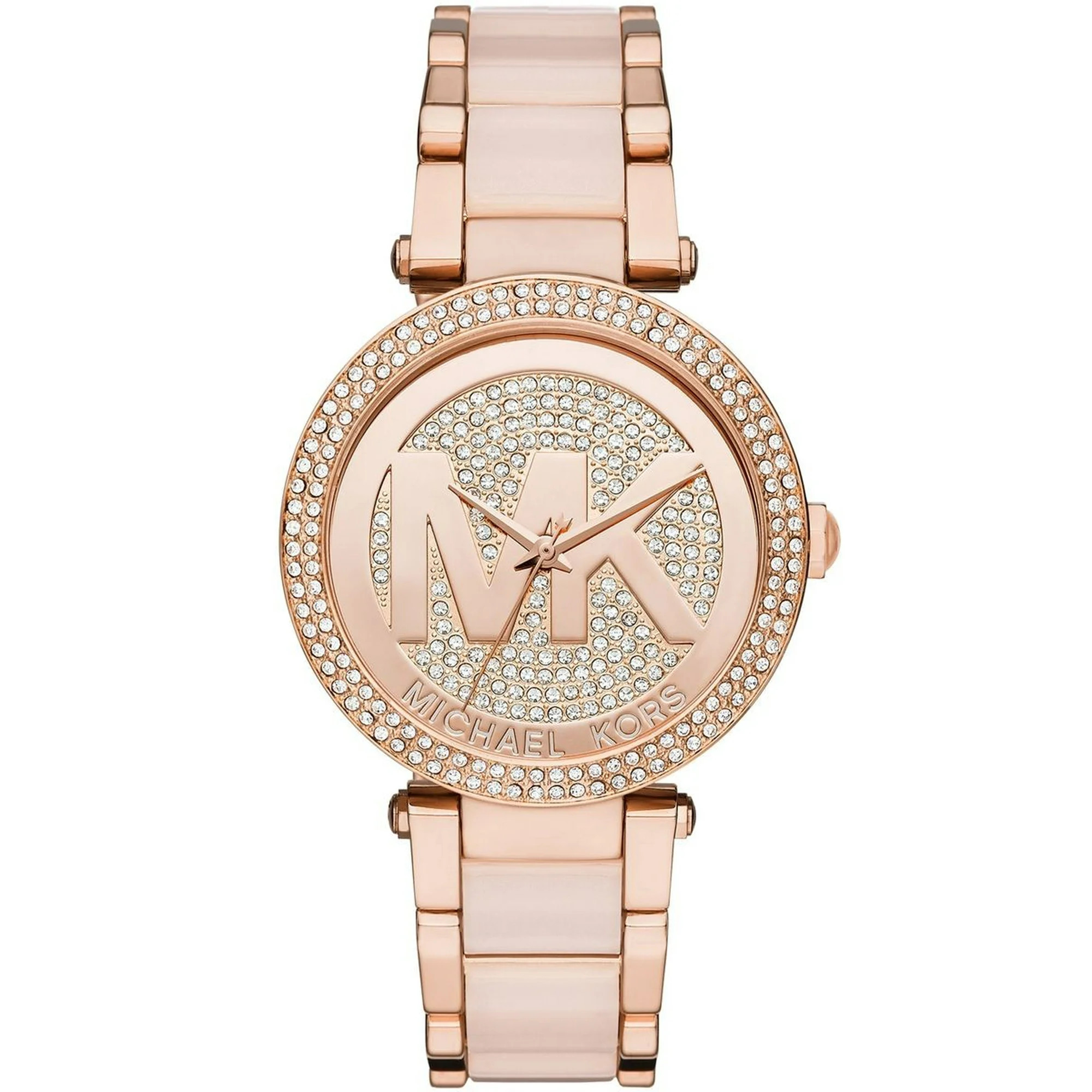 Michael Kors Women's Parker Crystal Pave Logo Rose Gold Watch MK6176 | Walmart (US)