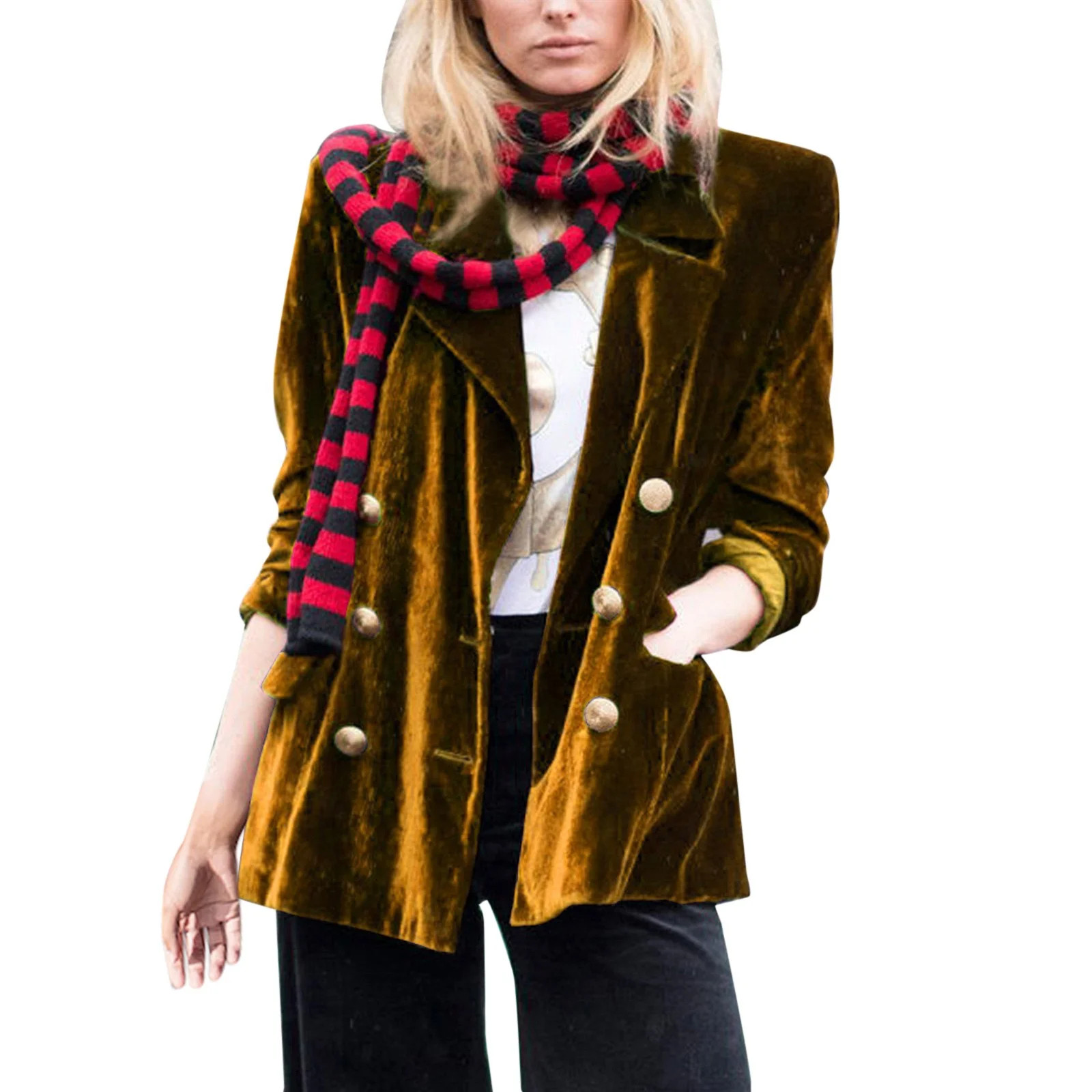 Baberdicy Womens Blazer Women's Golden Velvet Solid Colour Fashion Casual Top Jacket Womens Blaze... | Walmart (US)
