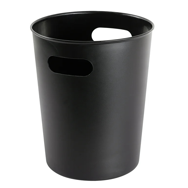 Mainstays Basic Plastic 2.64 Gallon Wastebasket in Rich Black for Bathroom, Bedroom or Office | Walmart (US)