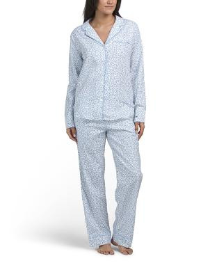 2pc Cotton Twill In Hearts Top And Pants Pajama Set | TJ Maxx