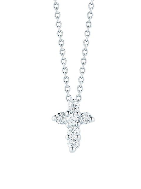 Tiny Treasures 0.11 TCW Diamond & 18K White Gold Baby Cross Pendant Necklace | Saks Fifth Avenue