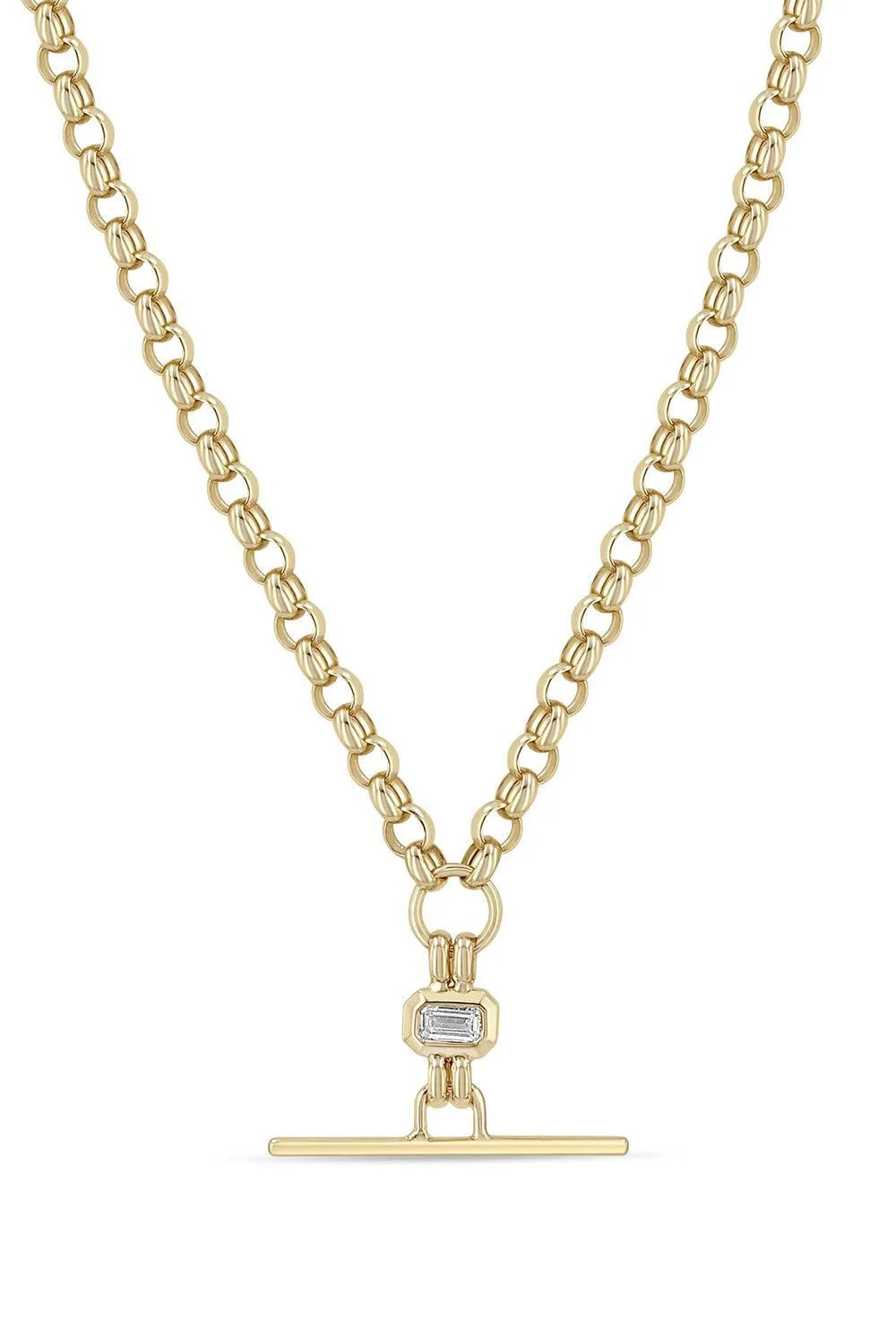 Diamond Faux Toggle Large Rolo Necklace | ZOE CHICCO | Marissa Collections