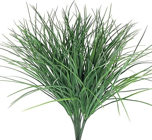 4pcs Artificial Fake Grass Plants Flowers Faux Plastic Wheat Grass Outdoor UV Resistant Greenery ... | Amazon (US)