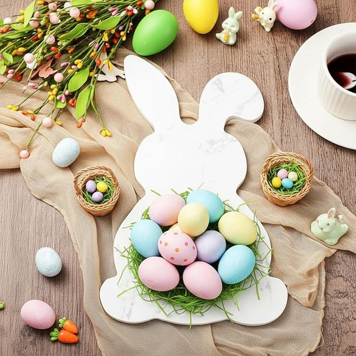 Easter White Bunny Cheese Board 11.8 x 7 Inch Charcuterie Cutting Board Large Decorative Stone Fo... | Amazon (US)