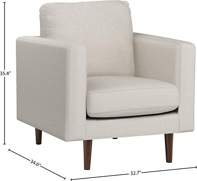 Amazon Brand – Rivet Revolve Modern Upholstered Armchair with Tapered Legs, 33"W, Linen | Amazon (US)
