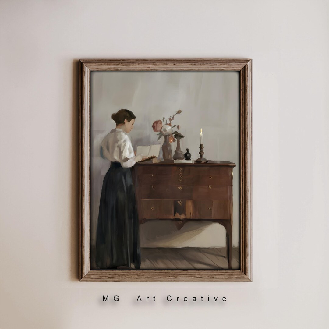 Vintage Woman Reading Art Print: Candlelit Victorian Decor (digital Download) - Etsy | Etsy (US)