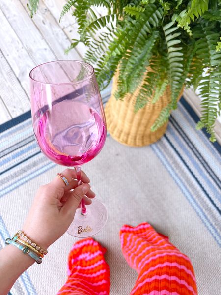 Colorful lounge pants / swim coverup pants / pink wine glasses / colorful wine glasses / Amazon finds 