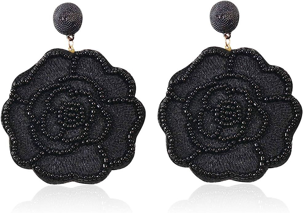 Zestlove Statement Flower Earrings for Women Girls Round Drop Dangle Embroidery Handmade Bohemian... | Amazon (US)