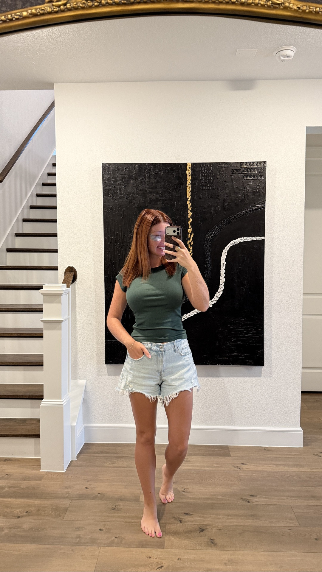 School drop off outfit of the day 
shorts are @abercrombie & on sale plus use code SHORTSAF for an extra 15% off (last day for the code) - wearing size 28

tee is a look for less of Aritzia home stretch. It’s 98% cotton & full length - wearing a size small

Sizing: 5’7 • 145lbs • 34DDD (augmented)

#LTKmomlife #LTKootd #LTKSaleAlert