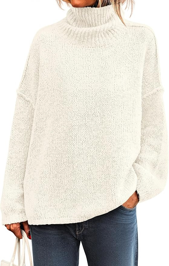 PRETTYGARDEN Womens Turtleneck Long Sleeve Sweater 2025 Fall Trendy Loose Fit Knit Tops Oversized... | Amazon (US)