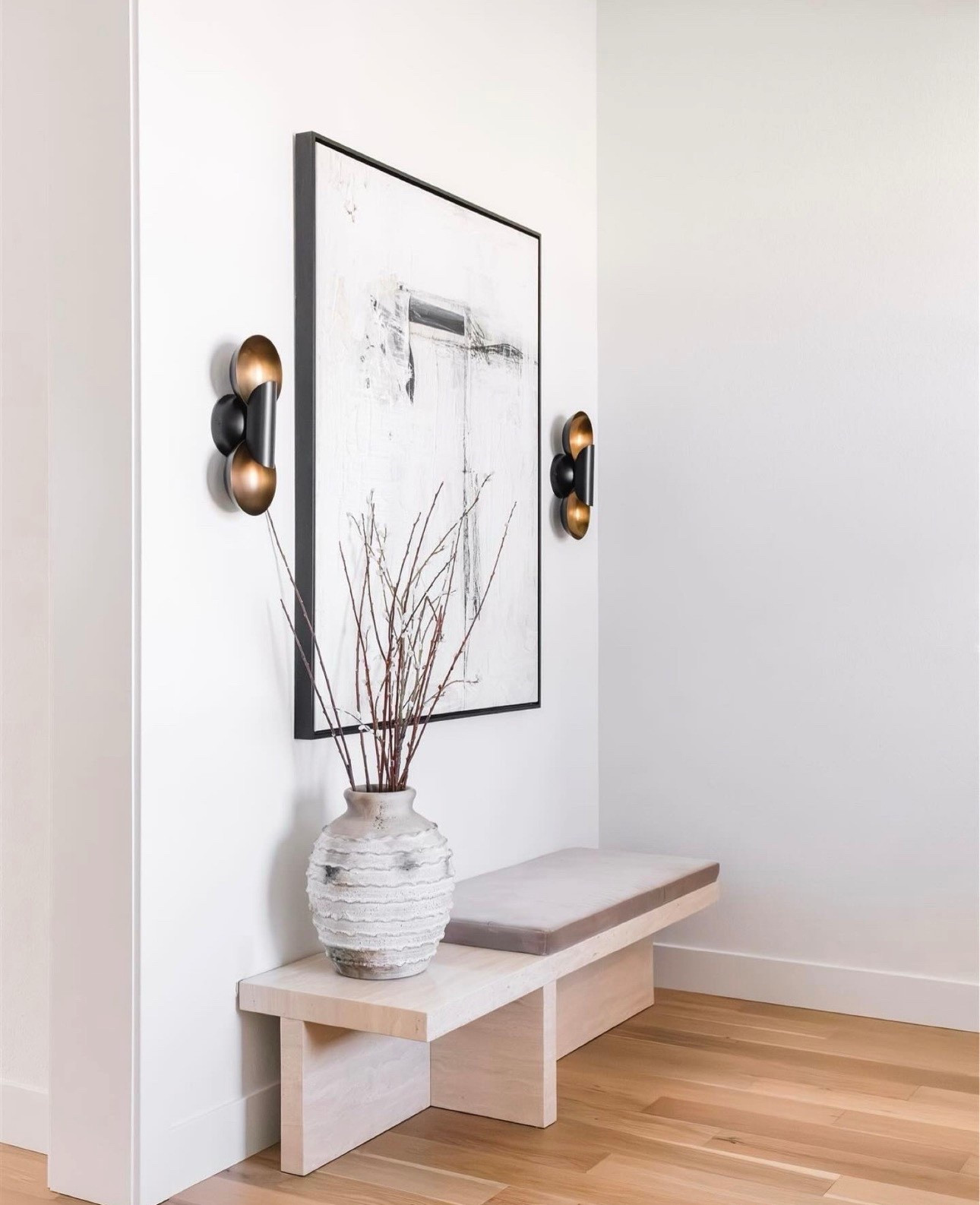 Entry way details in our home!

Home decor 
Sconce lights 
Travertine 
Stone 
Bench 


#LTKHome #LTKOver40 #LTKdayinmylife